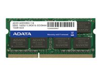 ADATA Premier Series - DDR3 - 8 Go - SO DIMM 204 broches - 1600 MHz / PC3-12800 - CL11 - 1.5 V - mémoire sans tampon - NON ECC AD3S1600W8G11-R