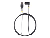 StarTech.com 6ft (2m) USB A to C Charging Cable Right Angle, Heavy Duty Fast Charge USB-C Cable, USB 2.0 A to Type-C, Durable and Rugged Aramid Fiber, 3A, S20/iPad/Pixel - High Quality USB Charging Cord (R2ACR-2M-USB-CABLE) - Câble USB - USB (M) droit pour 24 pin USB-C (M) angle droit - Thunderbolt 3 / USB 2.0 - 3 A - 2 m - USB Power Delivery (60W) - noir R2ACR-2M-USB-CABLE