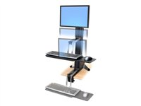 Ergotron WorkFit-S Single LD Sit-Stand Workstation Standing Desk - Pied - pour écran LCD/équipement PC - aluminium, acier poudré, plastique haute qualité - noir, aluminium poli - Taille d'écran : jusqu'à 27 pouces - montrable sur bureau 33-342-200