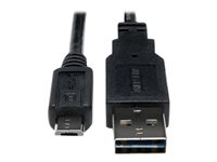 Tripp Lite 1ft USB 2.0 High Speed Cable Reversible A to 5Pin Micro B M/M 1' - Câble USB - Micro-USB de type B (M) pour USB (M) - USB 2.0 - 30 cm - noir UR050-001