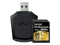 Lexar Professional - Carte mémoire flash - 32 Go - UHS Class 3 / Class10 - 2000x - SDHC UHS-II LSD32GCRBNA2000R