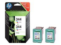 HP 344 - Pack de 2 - 14 ml - couleur (cyan, magenta, jaune) - originale - cartouche d'encre - pour Deskjet D4160; Officejet H470, K7100, K7103; Photosmart 25XX, 385, 428, D5160, Pro B8350 C9505EE