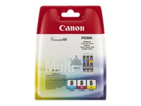 Canon CLI-8 C/M/Y Multi pack - Pack de 3 - jaune, cyan, magenta - original - réservoir d'encre - pour PIXMA iP4300, iP4500, iP5300, iP6700, MP600, MP610, MP810, MP960, MP970, MX850, Pro9000 0621B036