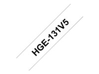 Brother HGE-131V5 - Noir sur transparent - Rouleau (1,2 cm x 8 m) 5 cassette(s) ruban laminé - pour P-Touch PT-9500pc, PT-9700PC, PT-9800PCN; P-Touch R RL-700S HGE131V5