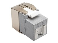 Tripp Lite Cat6a Keystone Jack with Dust Shutter, 180-Degree Toolless - Silver - 1 x RJ-45 Female - Cat6a UTP - 110 punchdown IDC TAA - Prise modulaire - RJ-45 - gris N238-001-GY-TFA