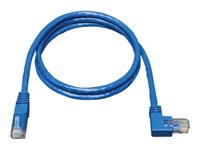 Eaton Tripp Lite Series Right-Angle Cat6 Gigabit Molded UTP Ethernet Cable (RJ45 Right-Angle M to RJ45 M), Blue, 10 ft. (3.05 m) - Cordon de raccordement - RJ-45 (M) pour RJ-45 (M) - 3 m - CAT 6 - connecteur à angle droit, bloqué - bleu N204-010-BL-RA
