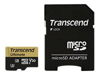 Transcend Ultimate - Carte mémoire flash (adaptateur microSDXC vers SD inclus(e)) - 64 Go - UHS Class 3 - microSDXC UHS-I TS64GUSDU3M