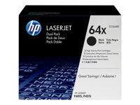 HP 64X - Pack de 2 - à rendement élevé - noir - originale - LaserJet - cartouche de toner (CC364XD) - pour LaserJet P4015dn, P4015n, P4015tn, P4015x, P4515n, P4515tn, P4515x, P4515xm CC364XD
