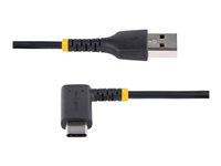 StarTech.com 1ft (30cm) USB A to C Charging Cable Right Angle, Heavy Duty Fast Charge USB-C Cable, USB 2.0 A to Type-C, Durable and Rugged Aramid Fiber, 3A, S20/iPad/Pixel - High Quality USB Charging Cord (R2ACR-30C-USB-CABLE) - Câble USB - USB (M) droit pour 24 pin USB-C (M) angle droit - Thunderbolt 3 / USB 2.0 - 3 A - 30 cm - noir R2ACR-30C-USB-CABLE
