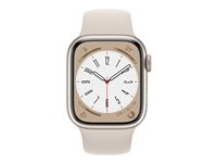 Apple Watch Series 8 (GPS) - 41 mm - aluminium droit - montre intelligente avec bande sport - fluoroélastomère - droit - taille du bracelet : Normal - 32 Go - Wi-Fi, Bluetooth - 32 g MNP63NF/A