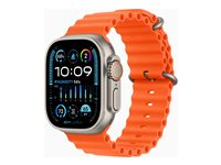 Apple Watch Ultra 2 - 49 mm - titane - montre intelligente avec Bracelet Océan - fluoroélastomère - de couleur orange - taille du poignet : 130-200 mm - 64 Go - Wi-Fi, LTE, UWB, Bluetooth - 4G - 61.4 g MREH3NF/A