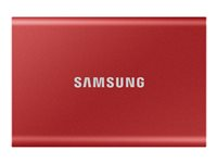 Samsung T7 MU-PC1T0R - SSD - chiffré - 1 To - externe (portable) - USB 3.2 Gen 2 (USB-C connecteur) - AES 256 bits - rouge métallique MU-PC1T0R/WW