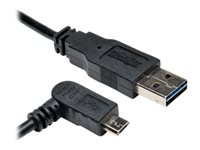 Tripp Lite 1ft USB 2.0 High Speed Cable Reversible A to Right Angle 5Pin Micro B M/M 1' - Câble USB - Micro-USB de type B (M) pour USB (M) - USB 2.0 - 30 cm - connecteur à angle droit - noir UR050-001-RAB