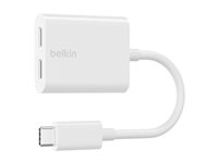 Belkin Connect Audio + Charge - Casque/adaptateur de charge USB-C vers USB-C - 24 pin USB-C mâle pour 24 pin USB-C femelle - 14 m - blanc - USB Power Delivery (60W) F7U081BTWH