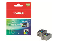 Canon BCI-16 - Pack de 2 - jaune, cyan, magenta - original - réservoir d'encre - pour i90; PIXMA iP90, iP90v, mini220; Canon SELPHY CP500, DS700, DS810 9818A002