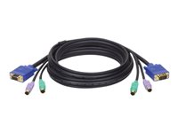 Tripp Lite 15ft PS/2 Cable Kit for B007-008 KVM Switch 3-in-1 Kit 15' - Câble clavier / vidéo / souris (KVM) - PS/2, HD-15 (VGA) (M) pour PS/2, HD-15 (VGA) - 4.6 m - moulé - noir P753-015