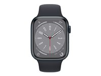 Apple Watch Series 8 (GPS) - 45 mm - aluminium minuit - montre intelligente avec bande sport - fluoroélastomère - minuit - taille du bracelet : Normal - 32 Go - Wi-Fi, Bluetooth - 38.8 g MNP13NF/A