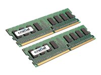 Crucial - DDR2 - kit - 4 Go: 2 x 2 Go - DIMM 240 broches - 800 MHz / PC2-6400 - CL6 - 1.8 V - mémoire sans tampon - non ECC CT2KIT25664AA800