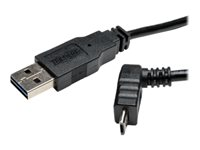 Tripp Lite 1ft USB 2.0 High Speed Cable Reversible A to Up Angle Micro B M/M 1' - Câble USB - Micro-USB de type B (M) pour USB (M) - USB 2.0 - 30 cm - connecteur d'angle - noir UR050-001-UPB