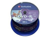 Verbatim Printable - 50 x DVD+R - 4.7 Go (120 minutes) 16x - blanc - surface imprimable par jet d'encre - spindle 43651