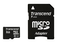 Transcend Premium - Carte mémoire flash (adaptateur microSDHC - SD inclus(e)) - 8 Go - UHS Class 1 / Class10 - 300x - microSDHC UHS-I TS8GUSDU1