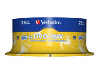 Verbatim - 25 x DVD+RW - 4.7 Go 4x - argent mat - spindle 43489