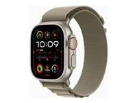 Apple Watch Ultra 2 - 49 mm - titane - montre intelligente avec Boucle Alpine - textile - olive - taille du bracelet : M - 64 Go - Wi-Fi, LTE, UWB, Bluetooth - 4G - 61.4 g MREY3NF/A