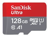 SanDisk Ultra - Carte mémoire flash (adaptateur microSDXC vers SD inclus(e)) - 128 Go - A1 / UHS Class 1 / Class10 - microSDXC UHS-I SDSQUAR-128G-GN6MA