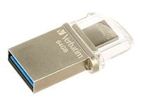 Verbatim Store 'n' Go OTG Micro Drive - Clé USB - USB 3.0 / micro USB - métal argenté 49827