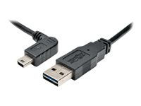 Tripp Lite 3ft USB 2.0 High Speed Cable Reversible A to Left Angle 5Pin Mini B M/M 3' - Câble USB - mini USB type B (M) pour USB (M) - USB 2.0 - 91 cm - connecteur à 90°, moulé - noir UR030-003-LAB