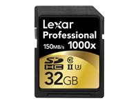 Lexar Professional - Carte mémoire flash - 32 Go - UHS Class 3 / Class10 - 1000x - SDHC UHS-II LSD32GCRBNA1000