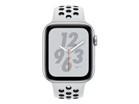 Apple Watch Nike+ Series 4 (GPS + Cellular) - 44 mm - aluminium argenté - montre intelligente avec bracelet sport Nike - fluoroélastomère - platine pure/noir - taille de bande 140-210 mm - 16 Go - Wi-Fi, Bluetooth - 4G - 36.7 g MTXK2NF/A