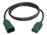 Tripp Lite 4ft Computer Power Cord Extension Cable C14 to C13 Green 10A 18AWG 4' - Rallonge de câble d'alimentation - IEC 60320 C14 pour IEC 60320 C13 - CA 100-250 V - 10 A - 1.2 m - noir, vert P004-004-GN