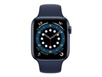 Apple Watch Series 6 (GPS) - 44 mm - aluminium bleu - montre intelligente avec bande sport - fluoroélastomère - marine profond - taille du bracelet : S/M/L - 32 Go - Wi-Fi, Bluetooth - 36.5 g M00J3NF/A