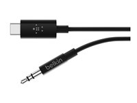 Belkin RockStar - Câble audio - 24 pin USB-C mâle pour mini-phone stereo 3.5 mm mâle - 91.4 cm - blanc F7U079BT03-BLK
