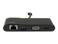 StarTech.com Adaptateur Multiport USB-C - Mini Dock USB-C avec HDMI 4K ou VGA 1080p - Gigabit Ethernet - USB-A 3.0 5Gbps - Adaptateur A/V USB-C - Fin de série - Remplacé par DKT31CHVL (DKT30CHV) - Adaptateur vidéo - 24 pin USB-C mâle pour HD-15 (VGA), RJ-45, HDMI, USB type A femelle - 11.4 cm - noir - support 4K, alimentation USB + audio - pour P/N: ARMPIVOT, ARMPIVOTE, ARMPIVSTND, ARMSLIM, ARMUNONB, TB33A1C DKT30CHV