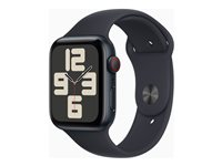 Apple Watch SE (GPS + Cellular) - 2e génération - 44 mm - aluminium minuit - montre intelligente avec bande sport - fluoroélastomère - minuit - taille du bracelet : S/M - 32 Go - Wi-Fi, LTE, Bluetooth - 4G - 33 g MRH53QF/A