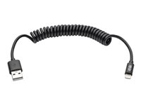 Tripp Lite Câble de chargement / synchronisation enroulé Lightning vers USB - Câble Lightning - Lightning (M) pour USB (M) - 1.2 m - noir M100-004COIL-BK