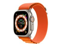 Apple Watch Ultra - 49 mm - titane - montre intelligente avec Boucle Alpine - textile - de couleur orange - taille du bracelet : L - 32 Go - Wi-Fi, LTE, UWB, Bluetooth - 4G - 61.3 g MQFM3NF/A