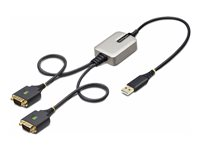 StarTech.com 2ft (60cm) 2-Port USB to Serial Adapter Cable, Interchangeable DB9 Screws/Nuts, COM Retention, USB-A to DB9 RS232, FTDI, Level-4 ESD Protection, Windows/macOS/ChromeOS/Linux - Rugged TPE Construction (2P1FFC-USB-SERIAL) - Câble USB / série - USB (M) pour DB-9 (M) - 60 cm - noir 2P1FFC-USB-SERIAL