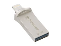 Transcend JetDrive Go 500 - Clé USB - 128 Go - USB 3.1 / Lightning - argent TS128GJDG500S