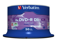 Verbatim - 50 x DVD+R DL - 8.5 Go (240 minutes) 8x - argent mat - spindle 43758