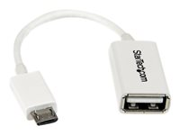 StarTech.com Câble adaptateur Micro USB vers USB Host OTG de 12cm - Adaptateur USB On-The-Go - Mâle / Femelle - Blanc - Adaptateur USB - USB (F) pour Micro-USB de type B (M) - USB 2.0 OTG - 12.7 cm - blanc UUSBOTGW