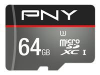PNY Turbo - Carte mémoire flash (adaptateur microSDXC vers SD inclus(e)) - 64 Go - UHS-I U3 / Class10 - microSDXC UHS-I SDU64GTUR-1-EF
