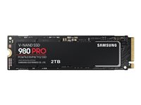 Samsung 980 PRO MZ-V8P2T0BW - SSD - chiffré - 2 To - interne - M.2 2280 - PCIe 4.0 x4 (NVMe) - mémoire tampon : 2 Go - AES 256 bits - TCG Opal Encryption MZ-V8P2T0BW