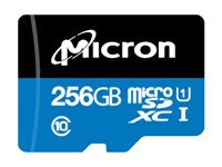 Micron - Carte mémoire flash - 256 Go - A1 / UHS-I U1 / Class10 - microSDXC UHS-I MTSD256AHC6MS-1WT