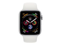 Apple Watch Series 4 (GPS + Cellular) - 40 mm - aluminium argenté - montre intelligente avec bande sport - fluoroélastomère - blanc - taille de bande 130-200 mm - 16 Go - Wi-Fi, Bluetooth - 4G - 30.1 g MTVA2NF/A