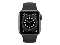 Apple Watch Series 6 (GPS) - 40 mm - espace gris en aluminium - montre intelligente avec bande sport - fluoroélastomère - noir - taille du bracelet : S/M/L - 32 Go - Wi-Fi, Bluetooth - 30.5 g MG133NF/A