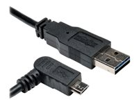 Tripp Lite 3ft USB 2.0 High Speed Cable Reversible A to Right Angle 5Pin Micro M/M 3' - Câble USB - Micro-USB de type B (M) pour USB (M) - USB 2.0 - 91 cm - connecteur à angle droit - noir UR050-003-RAB