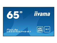 iiyama ProLite LE6540UHS-B1 - Classe de diagonale 65" (64.6" visualisable) écran LED - signalisation numérique - 4K UHD (2160p) 3840 x 2160 - noir mat LE6540UHS-B1